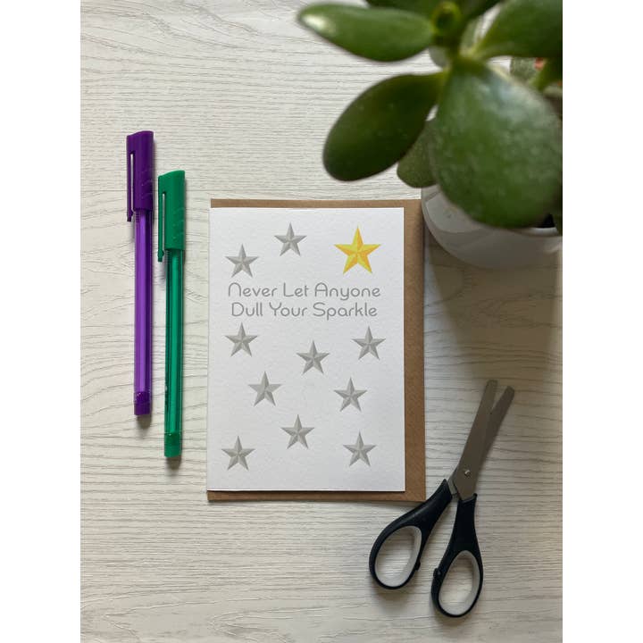 Never Let Anyone Dull Your Sparkle Card for wholesale by Popsy & Plum