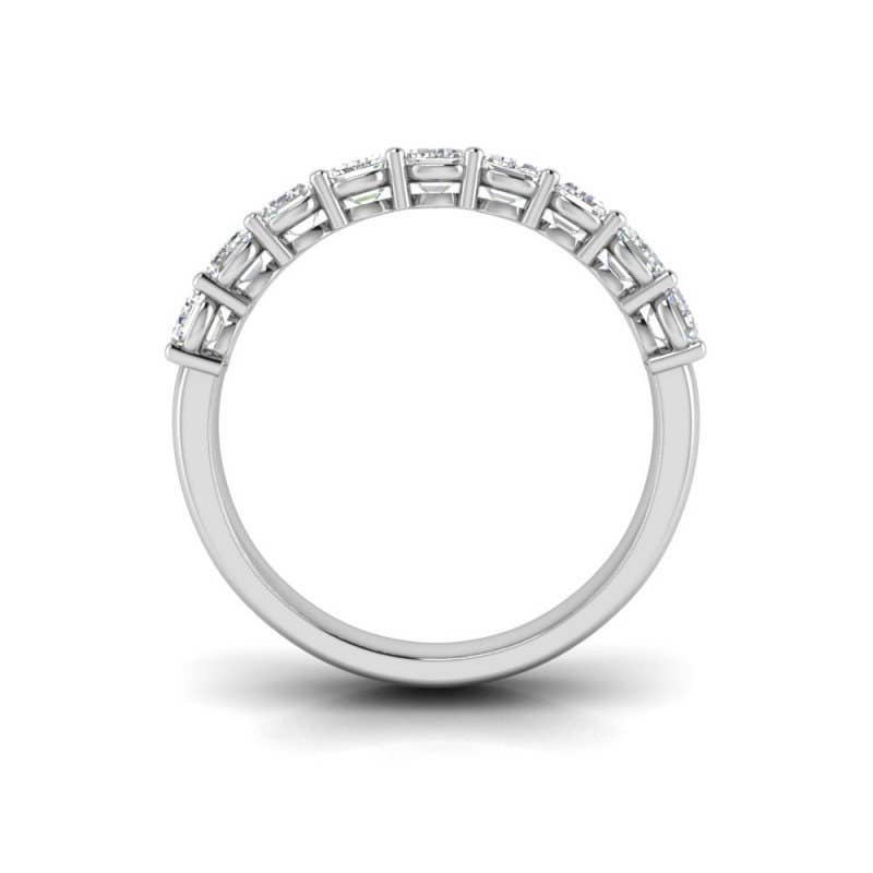 TwoBirch – Anel de casamento por atacado – Anel de Noivado TwoBirch com 9 Moissanitas Lapidação Esmeralda em Prata com Revestimento de Platina2