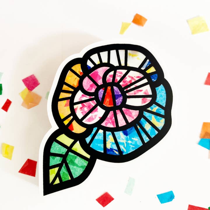 Adhesivo impermeable de vinilo para vitrales con flores para venta al por mayor de Punch of Color