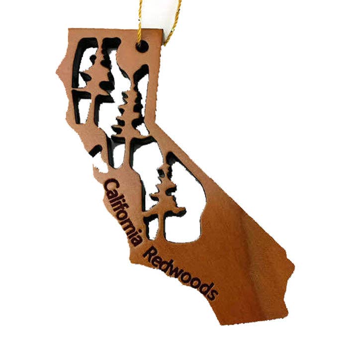 California State Christmas Ornament California Redwoods for wholesale by Happy Wood Products