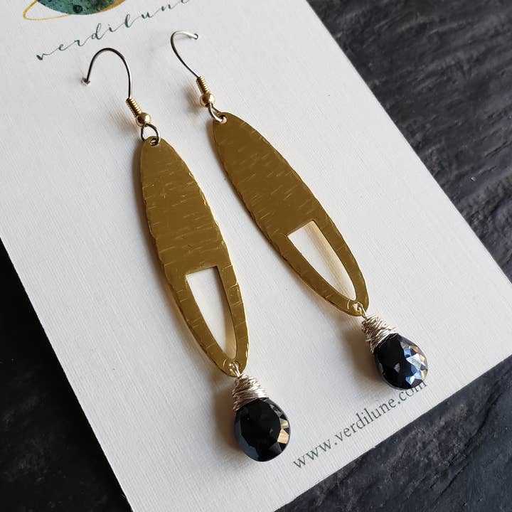 Verdilune - Wholesale Dangle Earrings - Umbra - Celestial Mixed Metal & Gemstone Statement Earrings0