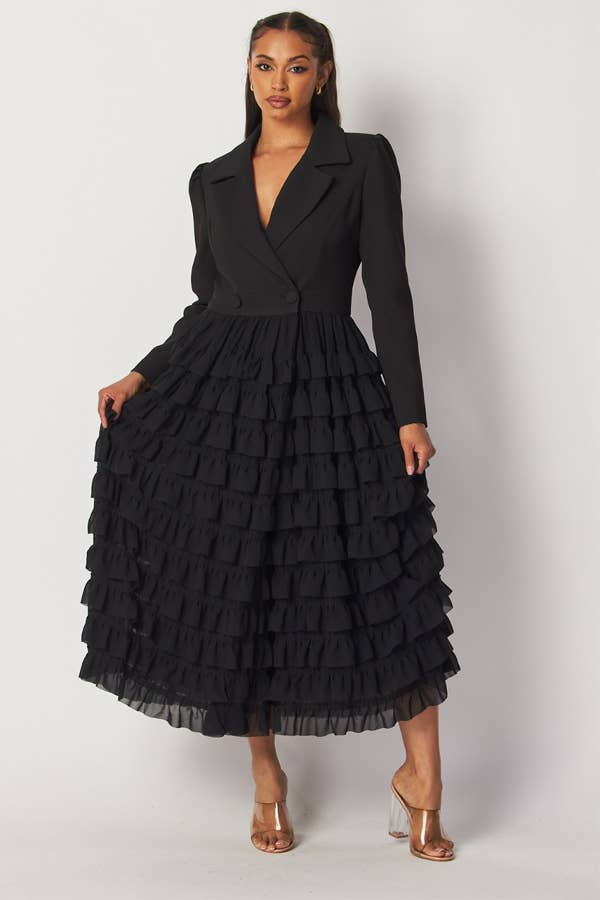 J2 FASHION - Wholesale Dress - Women's - Ruffled dress0