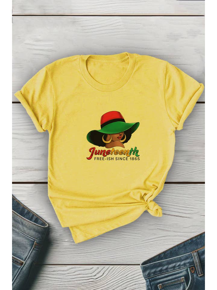 Top Avenue - Wholesale T-Shirt (Graphic) - Unisex - Juneteenth Sun Hat Unisex Round Neck Tee3
