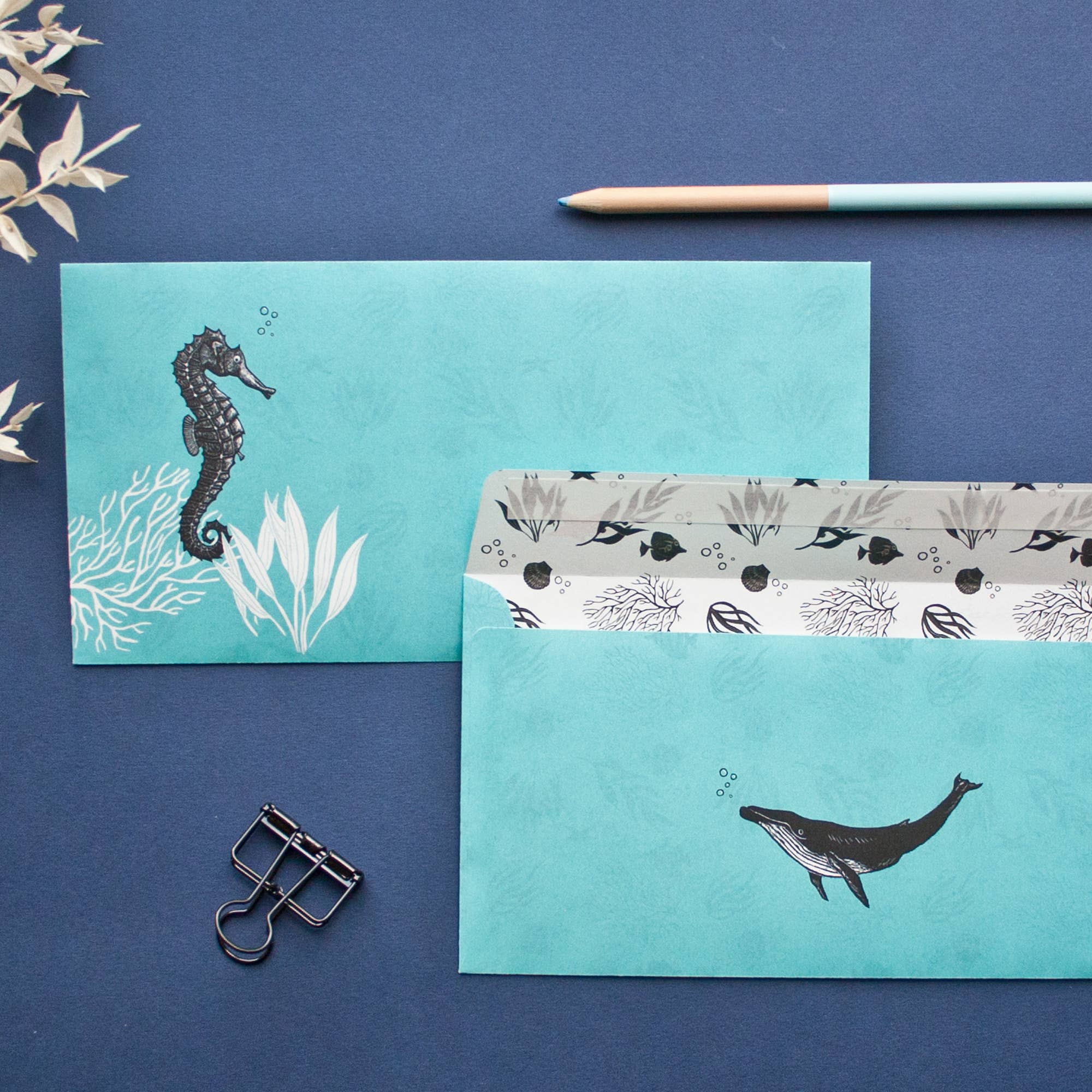 Katja Rub - Wholesale Envelopes - Set of Seahorse Envelopes, 10 pieces DIN long2