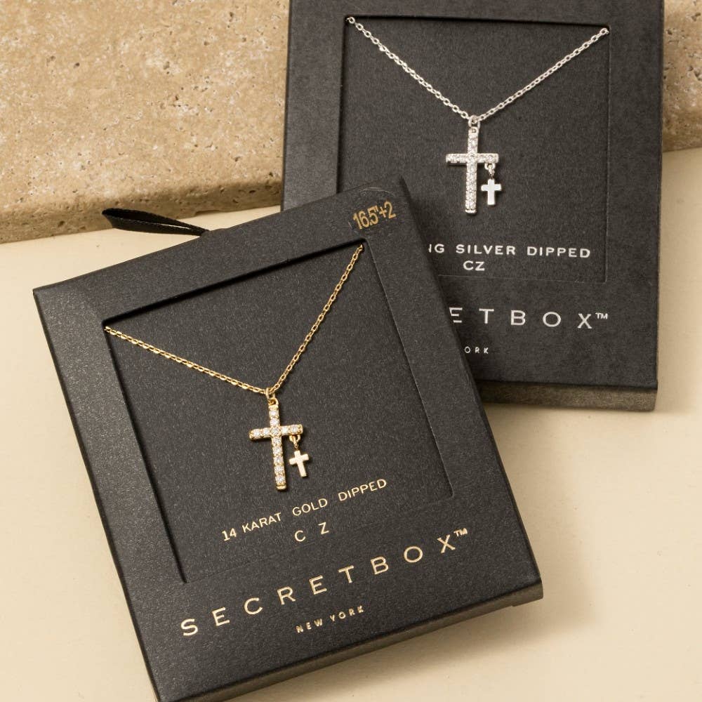Anarchy Street - Wholesale Pendant/Charm Necklace - Secret Box Gold Dipped Cz Cross Pendant Necklace0