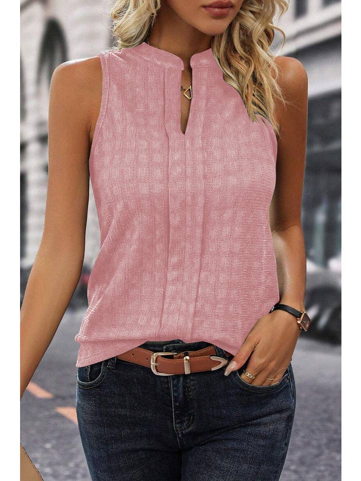 PRETTY BASH - Wholesale Tank Top - Women's - Checker Split Neck Tank Top