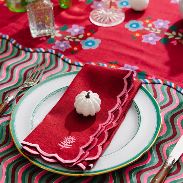 Furbish Studio - Wholesale Dinner & Cloth Napkin - Icon Linen Napkins S/4 - Wine + Pink1