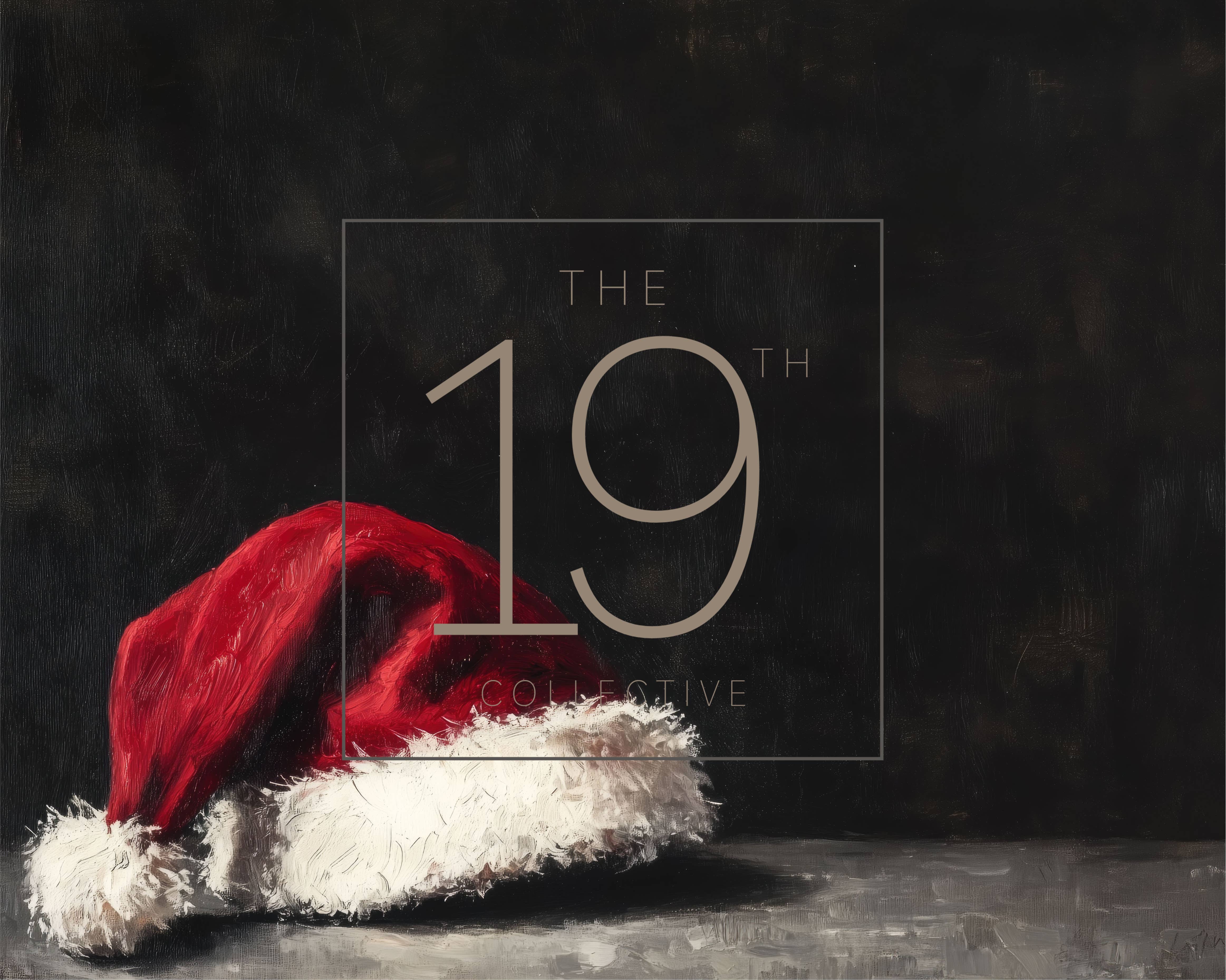 The 19th Collective - Wholesale Christmas Decoration - Vintage Oil Painting Christmas Decor, Santa Hat Print1