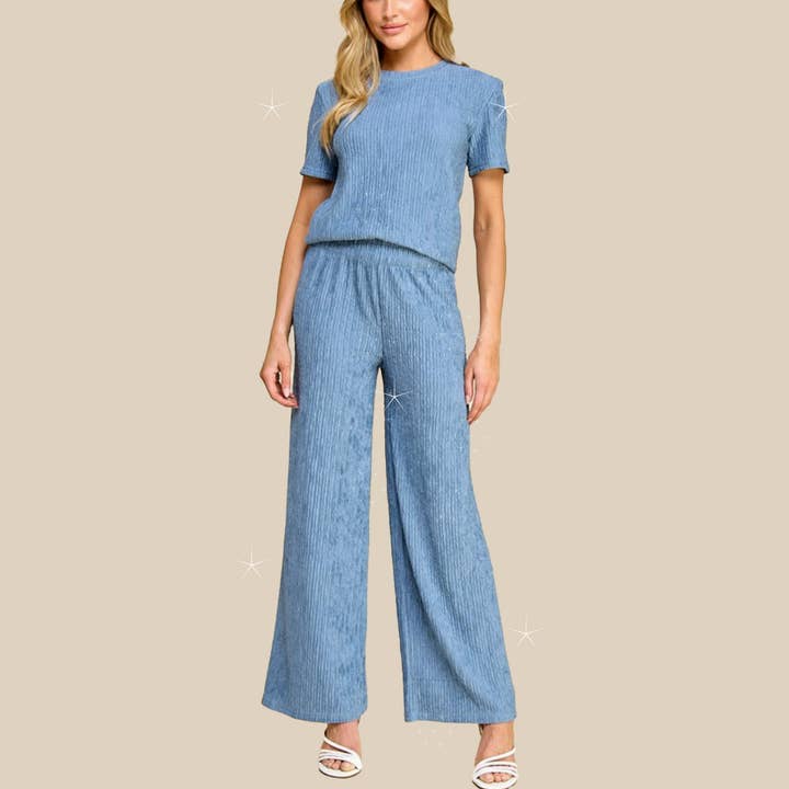 Crinkle Rhinestone Set-BLUE for wholesale by WILD LILAC