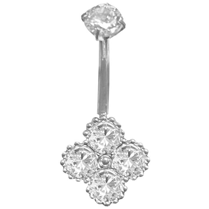 Anneau de nombril en acier chirurgical à quatre feuilles pour la vente par AAB Style Inc.