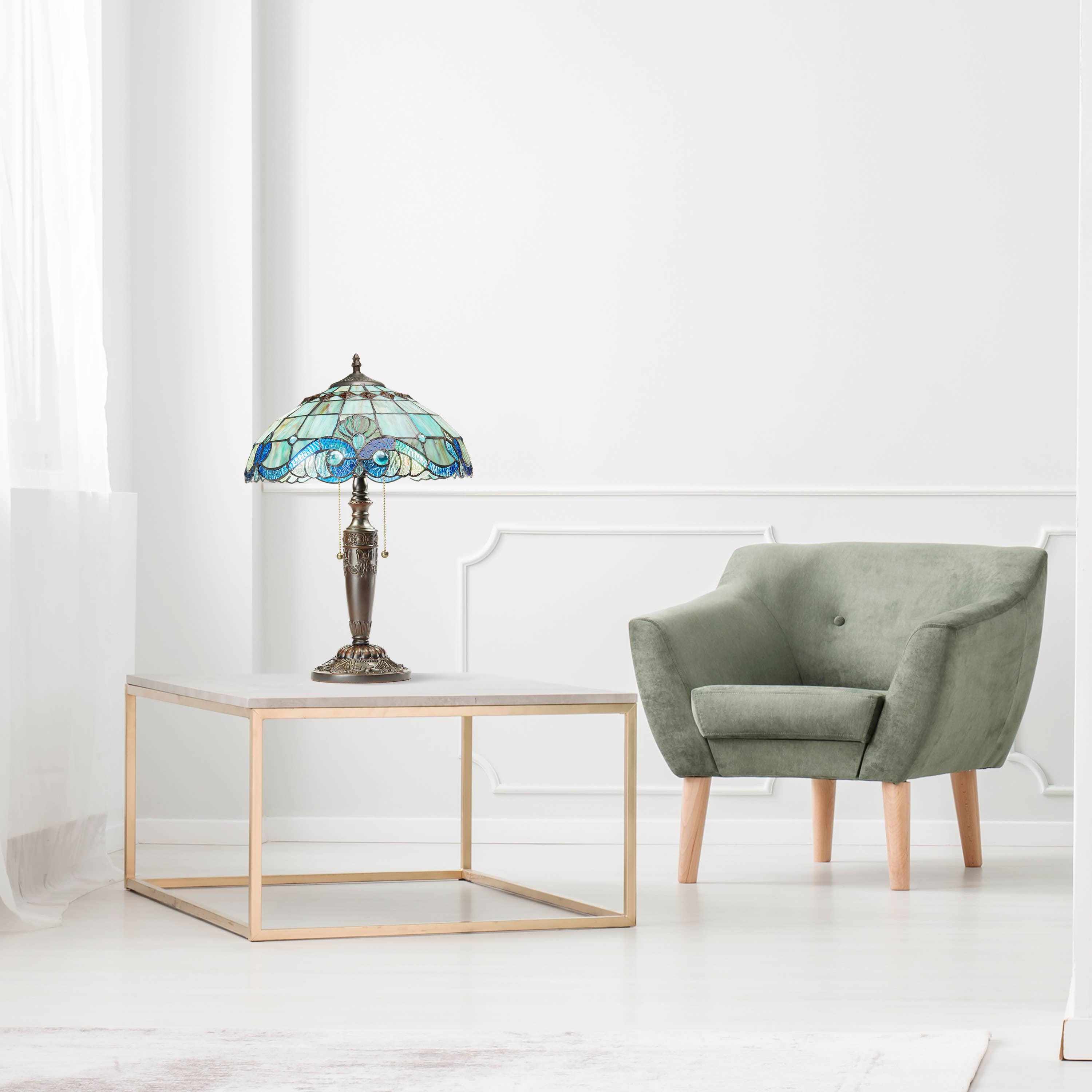 River of Goods - Wholesale Accent/Desk Lamp - Baroque Stained Glass Table Lamp with Cabochons