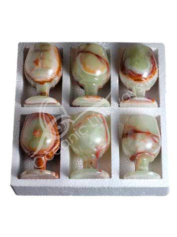 (PK 6)KOPJESSET - SHERRYGLAS ONYX, GROEN (PK 6) 2"DIA X 3" voor wholesale door Oceanic Linkways Inc