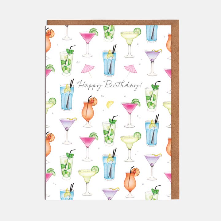 Cocktail Drinks Birthday Card - 'Happy Birthday!' for wholesale by Lottie Murphy