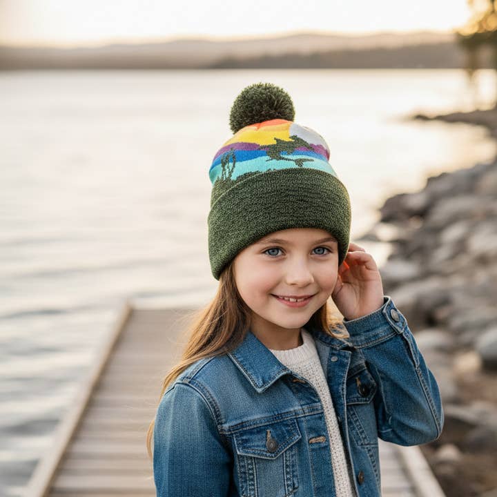 Kid Shark Pom Beanie Warm Winter Knit Hat for Ocean Adventure for wholesale by Northern Icons Creations INC