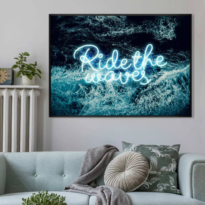 Ride The Waves Surf Neon Print for wholesale by Ink & Drop