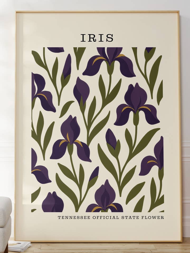 Tennessee State Flower Art Print – Iris for wholesale by The FlatFile Society