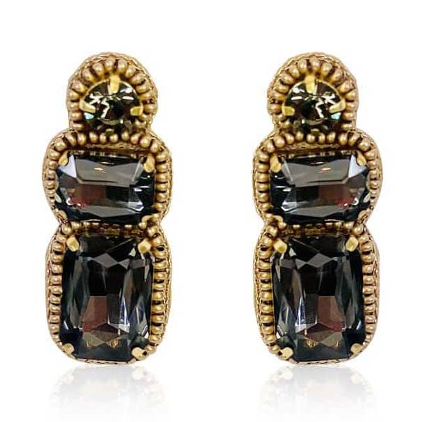 Tropfenohrringe mit rauchfarbenen Strasssteinen für den Großhandel von AXESSI