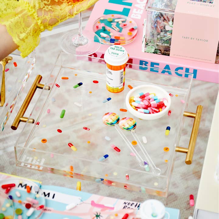 Tart By Taylor - Wholesale Decorative Tray - Classic Pill Acrylic Tray With Gold Handles1