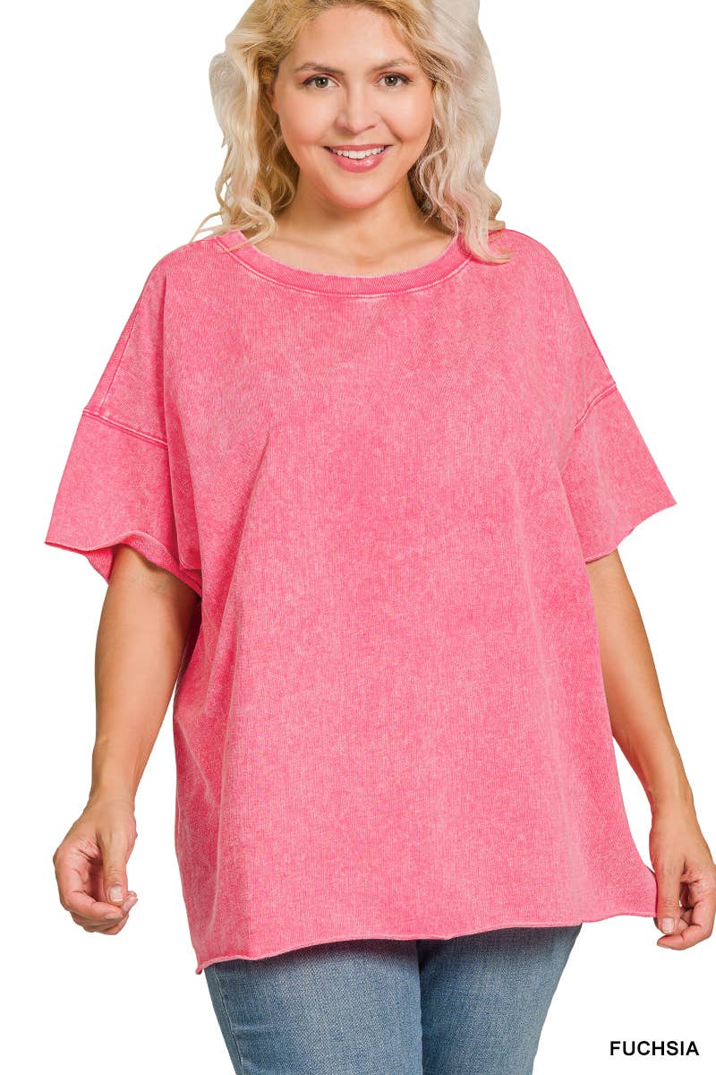 42POPS - Wholesale T-Shirt - Women's - ".._ Washed French Terry Loose fit Top Reg/Plus34