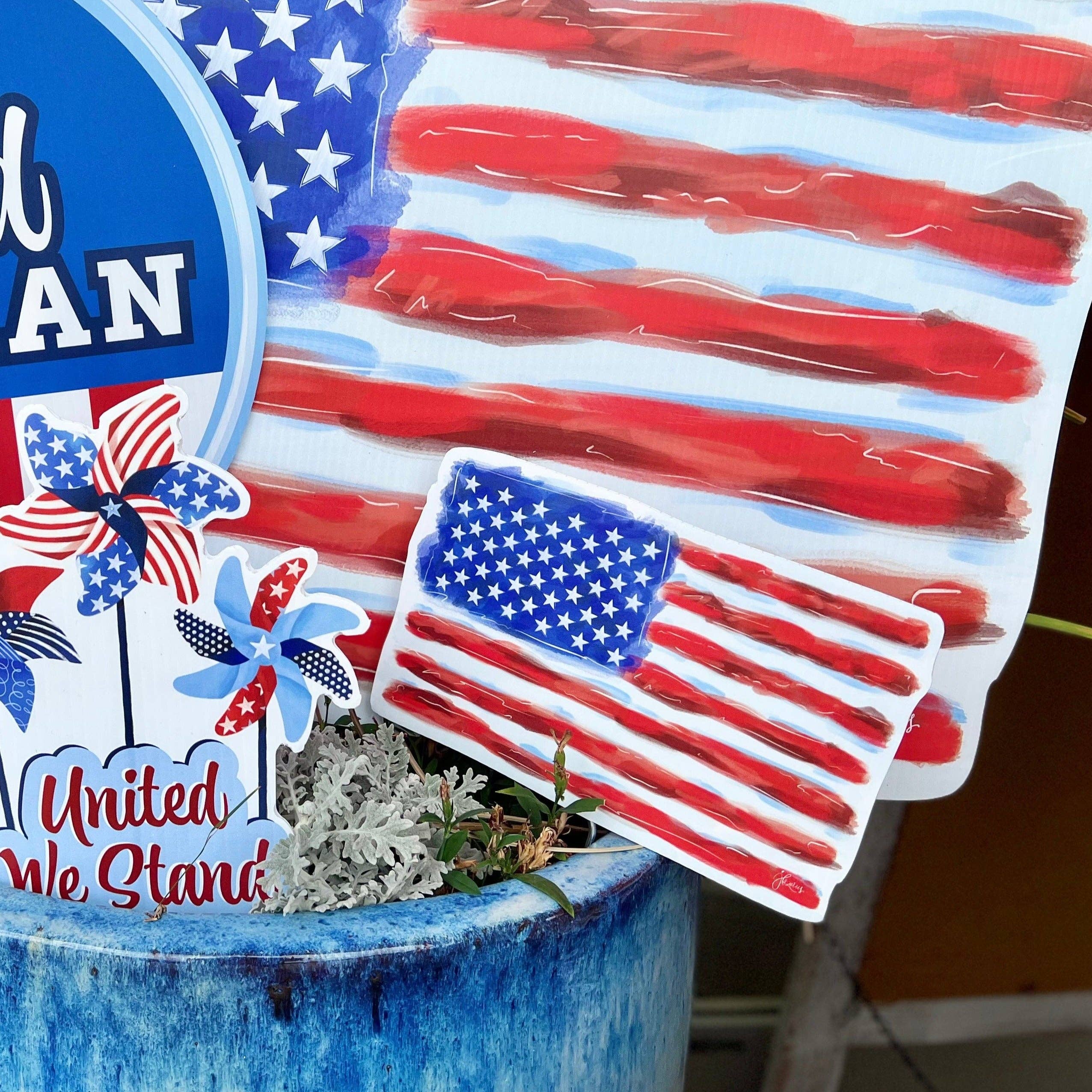 Songbird Grove Collection - Wholesale Garden/Lawn Stake - Mini American Flag Garden Stake2