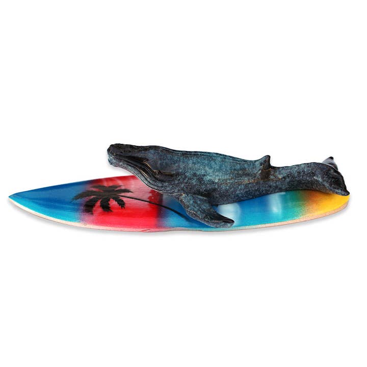 Mini Blue Whale on 6" Surfboard - Novelty Souvenir for wholesale by California Seashell Company