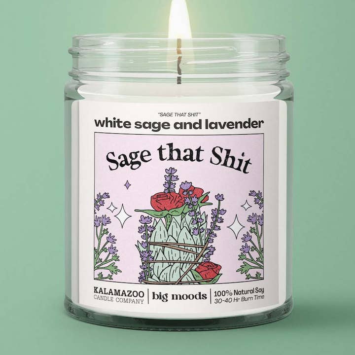 "Sage That Shit" White Sage & Lavender - Luxury Soy Candle for wholesale by Big Moods