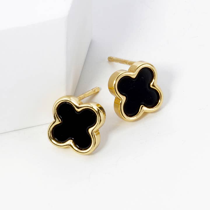 Sensibling Corp. - Wholesale Stud/Post Earrings - Gold Dipped Quatrefoil Stud Earrings2