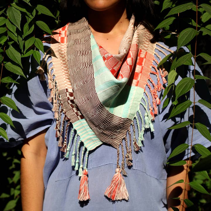 Hand Woven Scarf Cotton Textile - Pistache for wholesale by LUZ Collection