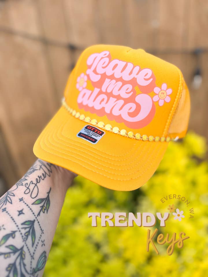 Leave me Alone Graphic Trucker Hat for wholesale by TrendyKeys