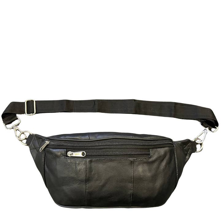 Black BB079 ~ Sheepskin bum bag for wholesale on Faire2