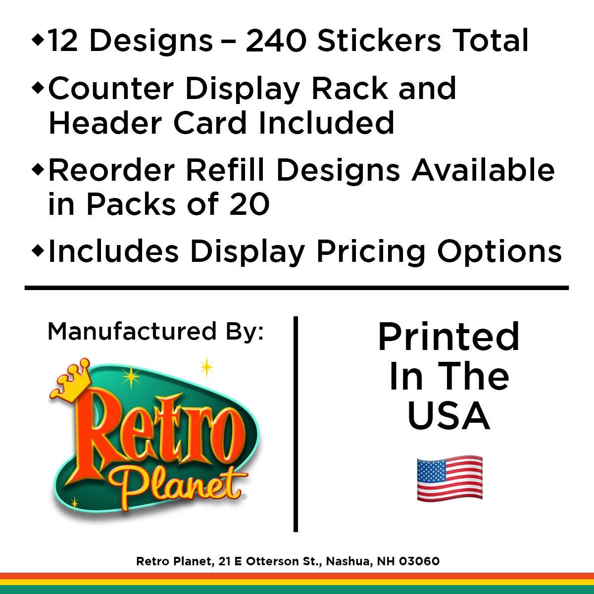 RetroPlanet - Wholesale Phone & Laptop Stickers - Retro Food & Drink Mini Stickers Bundle 240 ct w/POP Display4