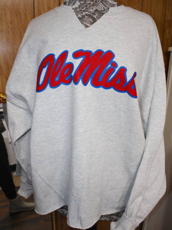 Ole Miss Vneck Gildan Sweatshirt for wholesale by Dressed By Grace