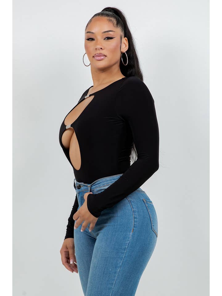 Uptown Apparel - Wholesale Bodysuit - Women's - J8092 VENECIA DOUBLE LINED BODYSUIT WITH CUT OUTS, METAL5