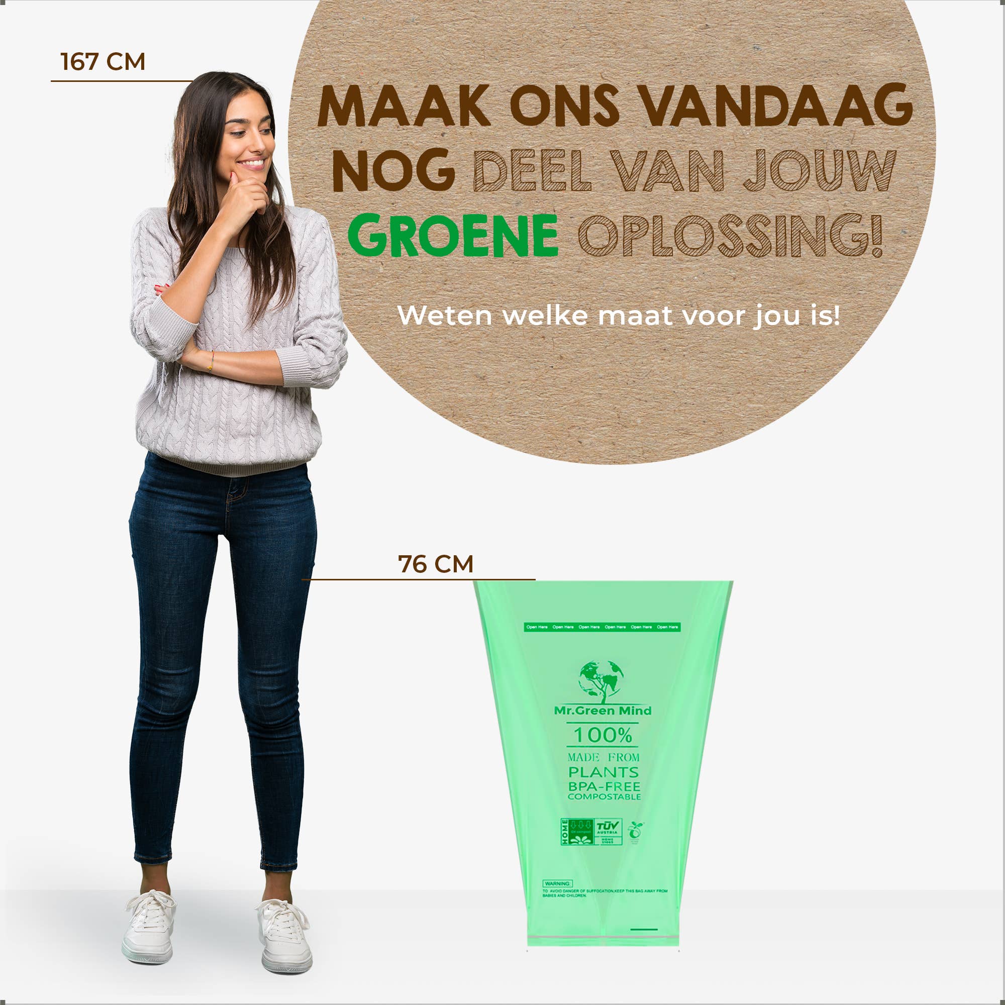 Mr. Green Mind - Wholesale Trashcan/Trash Bin - 40/45 litre compostable organic bags, 60-piece dispenser4