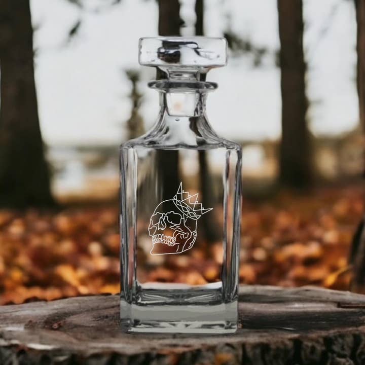 Skull Crown 26oz Premium Bourbon Whiskey Decanter Gift for wholesale by Texan Customs
