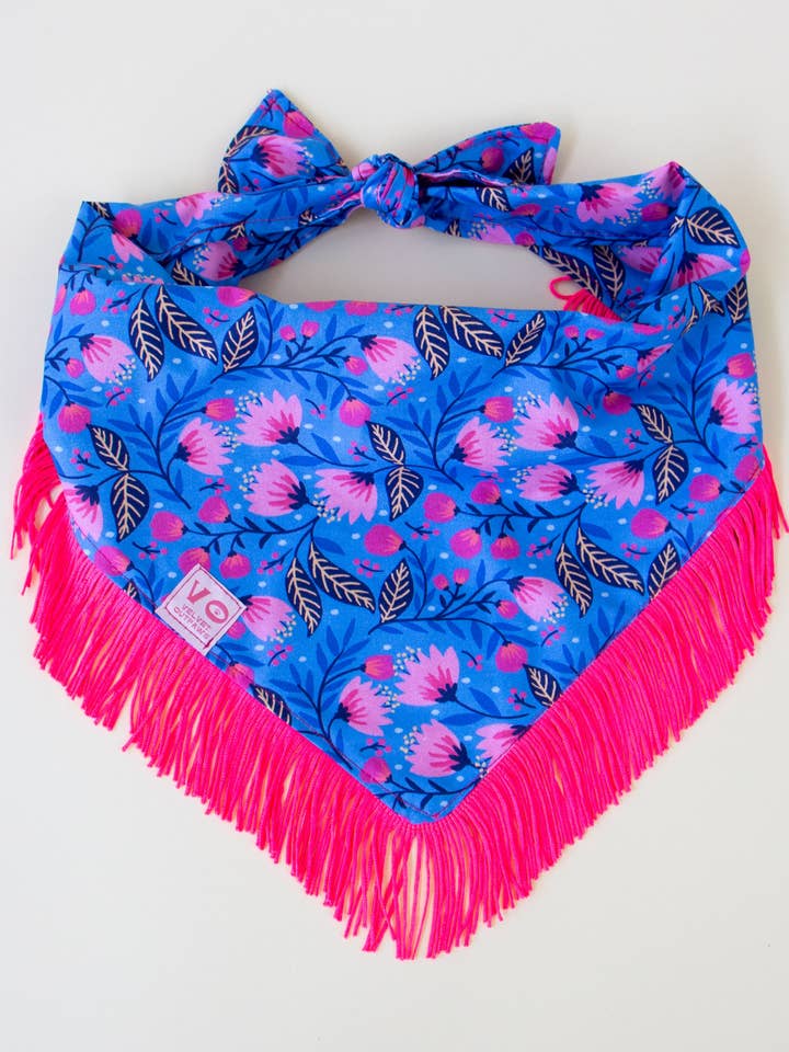 Blooming Flowers Fringe Pet Bandana for wholesale by Velvet Outlaw