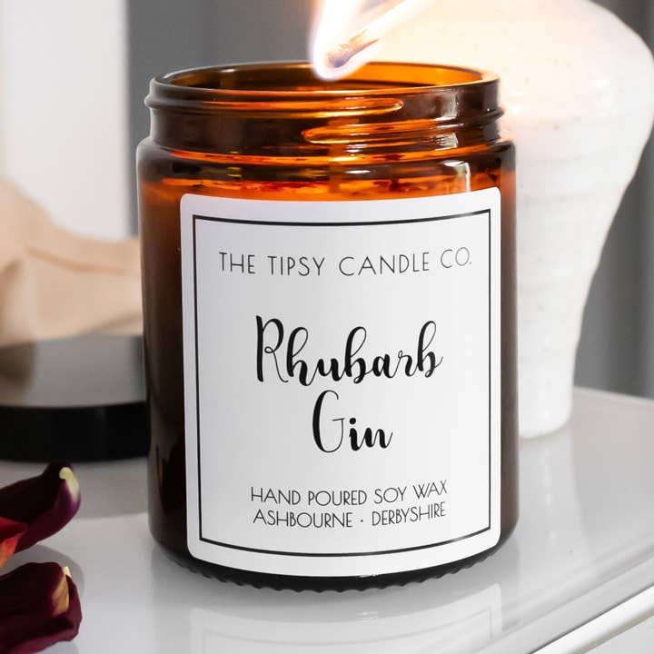Rhubarb Gin candle for wholesale by The Tipsy Candle Co.