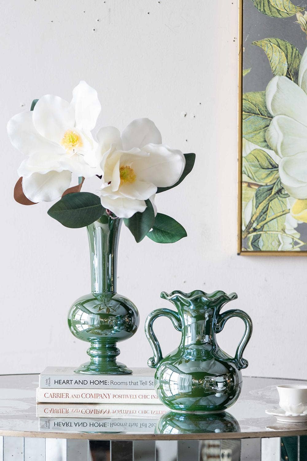 A&B Home Group Inc. - Wholesale Vase - D6x14" Rounded Vase w/ Pedestal Base Green Electroplating2