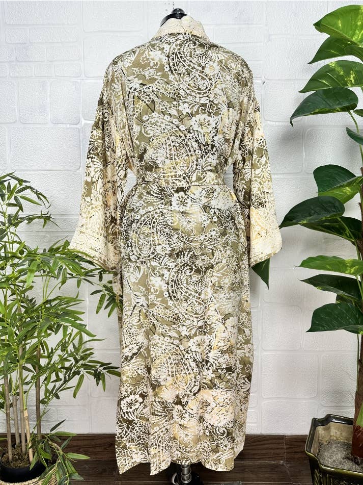 The Eastern Loom - Venta al por mayor Kimono - Mujer - Bata de playa Regal House tipo kimono bohemio con estampado sari de seda para mujer 4