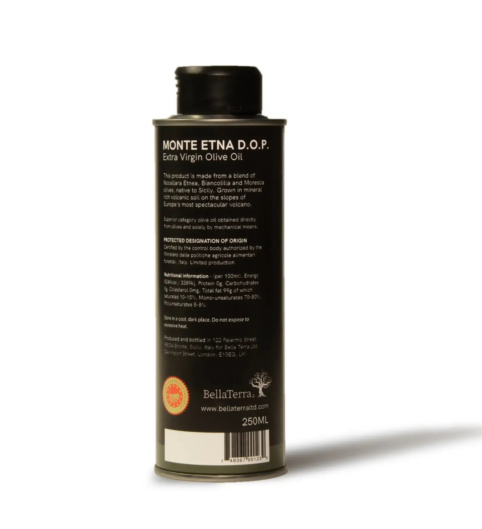 BellaTerra - Vente Huile d'olive - Monte Etna D.O.P. 250ML - Huile d'olive extra vierge2