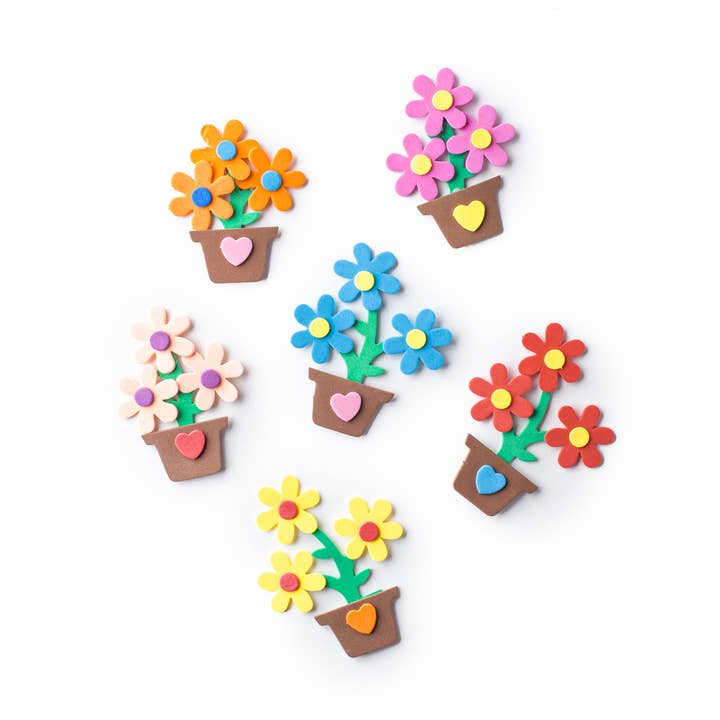 Craft Foam Shape, Potted Flowers, 3.54", 6-ct for wholesale by Angels Craft