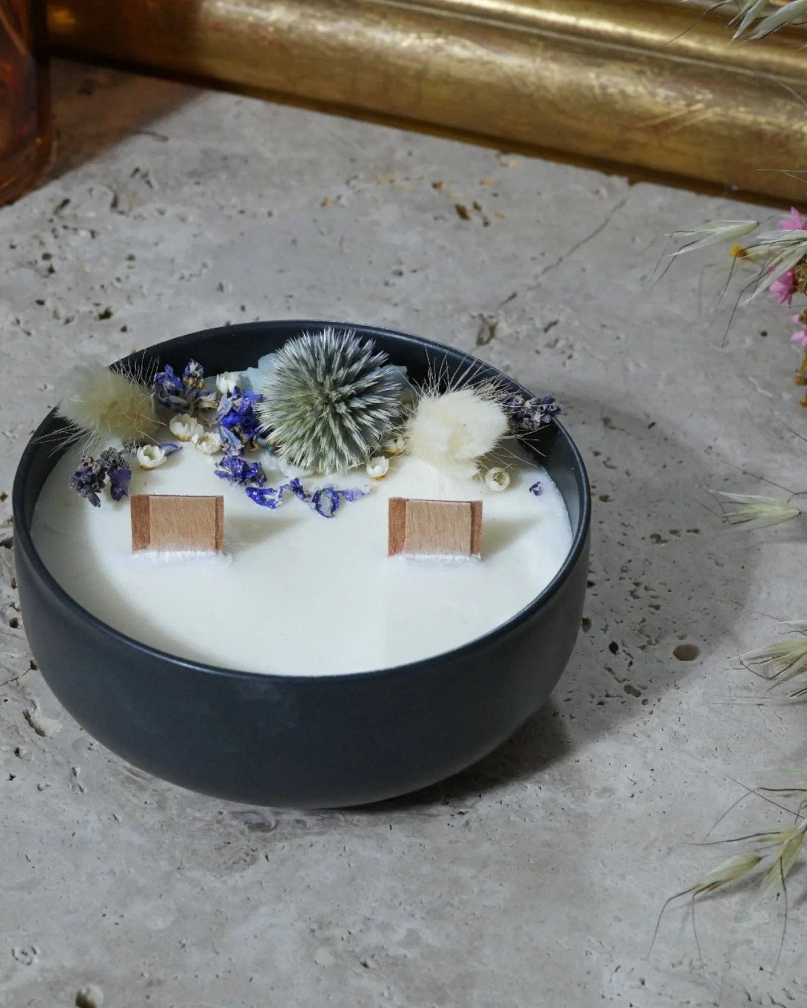 Florir - Wholesale Jar/Filled Candle - Black floral candle0