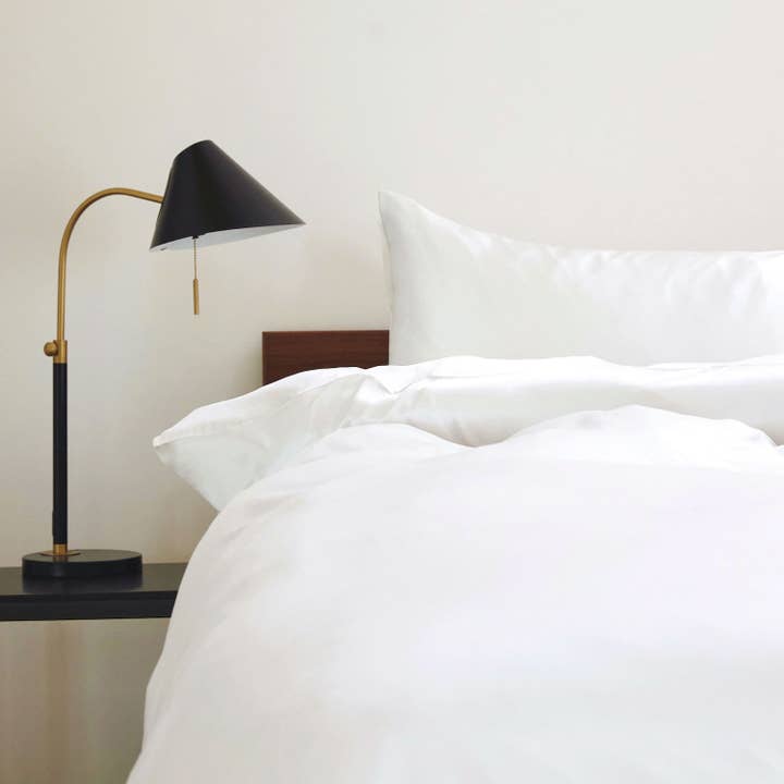 Tranquil White Washable Silk Duvet Cover for wholesale on Faire