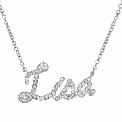 Collana Lisa in Oro Bianco Personalizzata con Diamante per la vendita all'ingrosso da parte di Jewels of Mewar