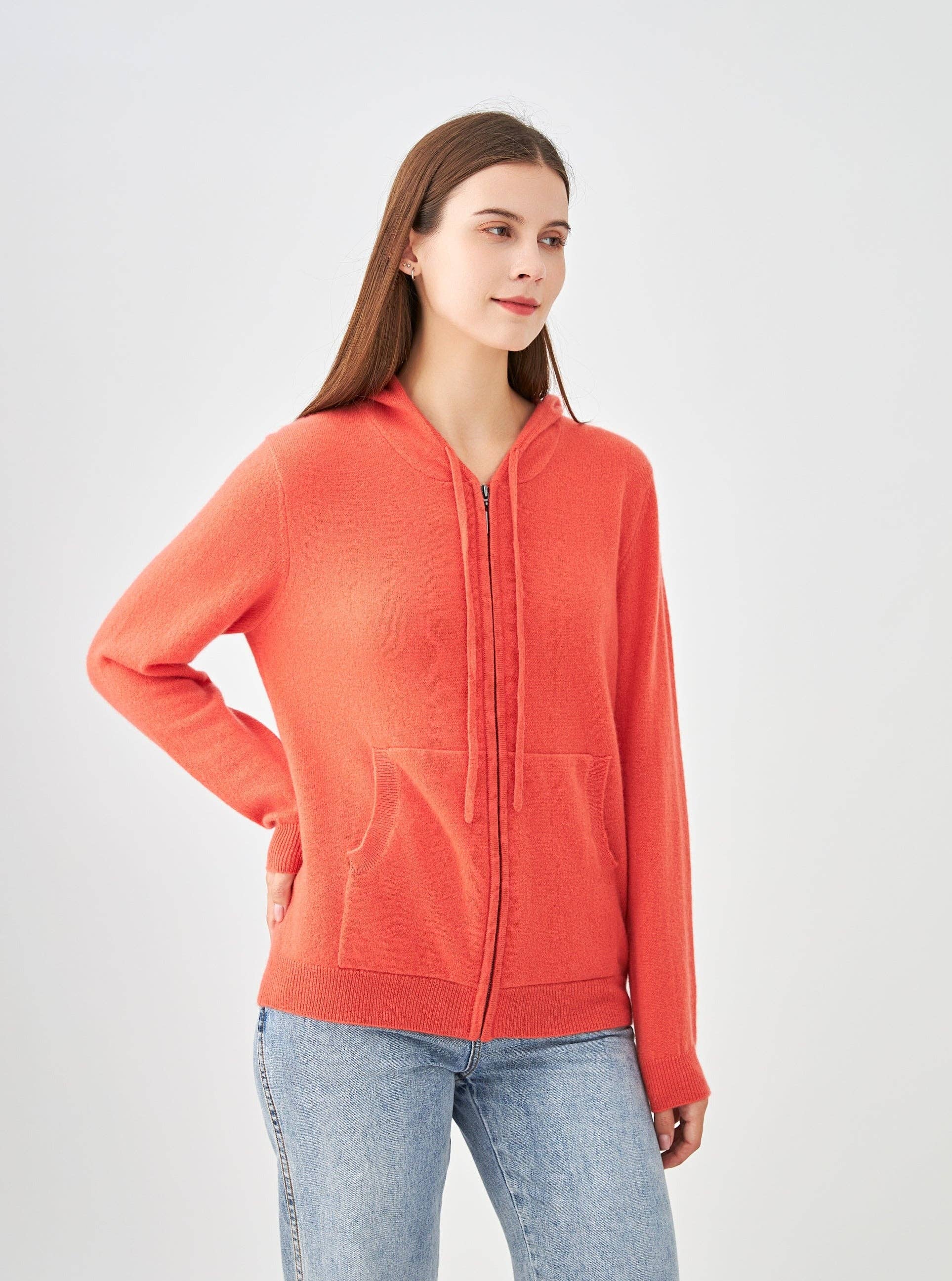 jw.atelier - Vente Sweat à capuche – femme - Gilet 100% cachemire zippé à capuche19