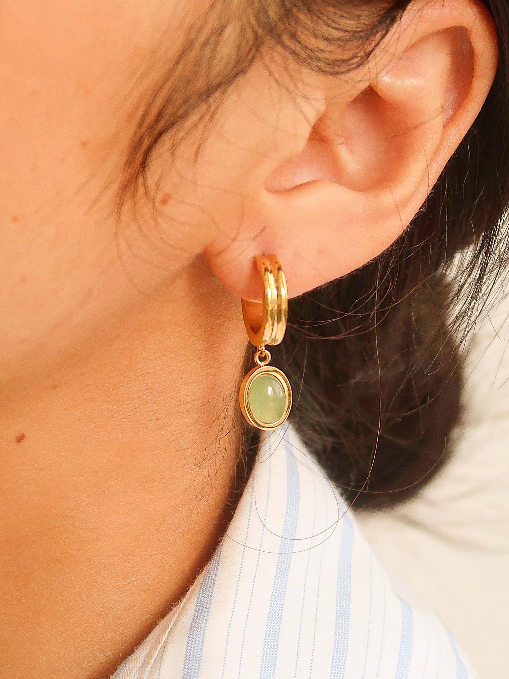 Green Whitnee Dainty Round Stone Dangle Earring for wholesale on Faire1