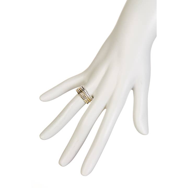Zoey Simmons - Wholesale Band/Stacked Ring - Tri Tone 5 Pc Stack Ring Set - SF2