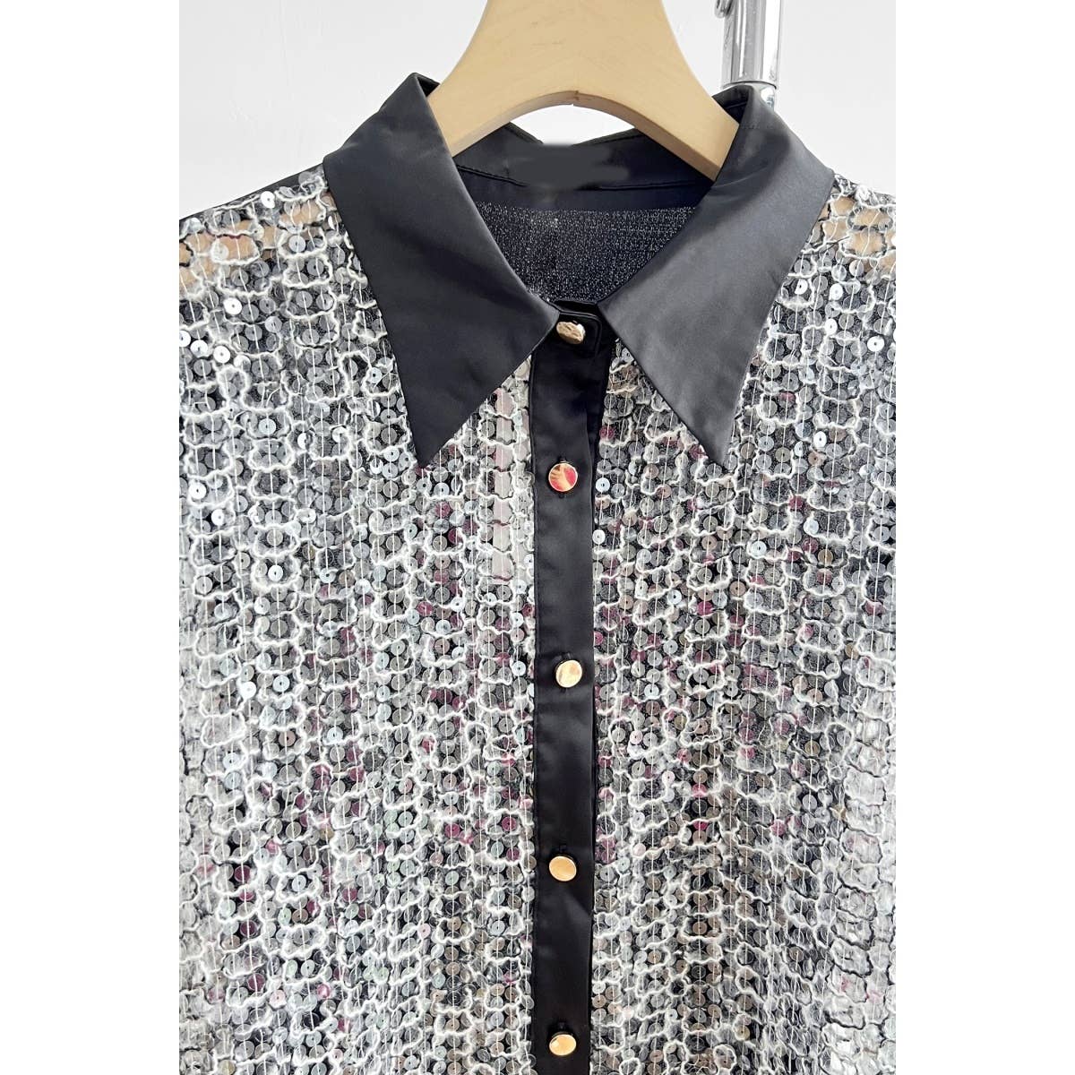 XHHH Inc - Wholesale Shirt - Women's - X9342CT Sequin Button-Up Shirt7