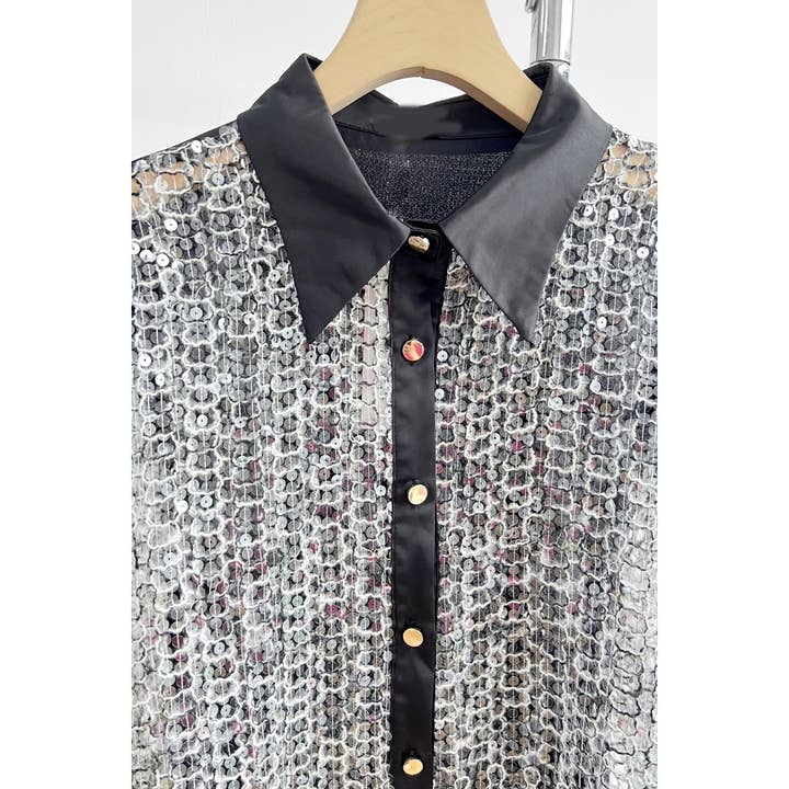 XHHH Inc - Wholesale Shirt - Women's - X9342CT Sequin Button-Up Shirt7