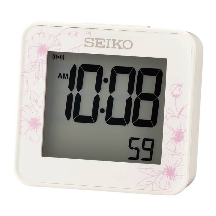 Seiko Clocks USA - Wholesale Alarm Clock - Zen Digital Alarm, white/pink, Island Collection